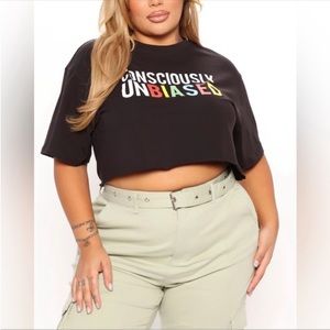 Plus Size Cropped Consciously Unbiased Graphic T-shirt Top